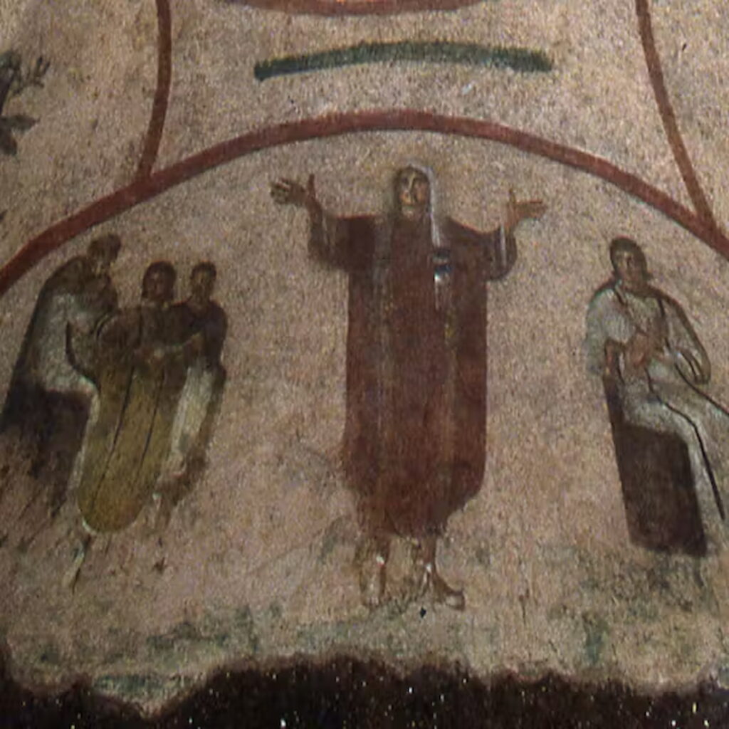 La Velata all'interno delle catacombe Priscilla